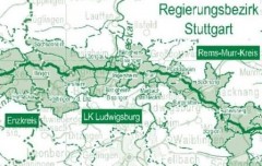 Pipelineverlauf über Gemarkungen im Landkreis Ludwigsburg